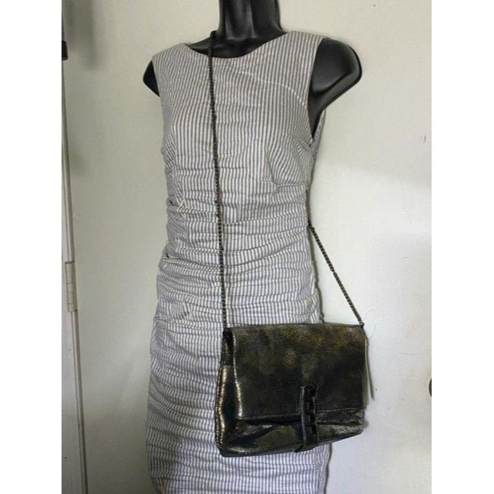 Nicole Miller Msrp Black Gold Leather Cross Body B - Picture 9 of 12